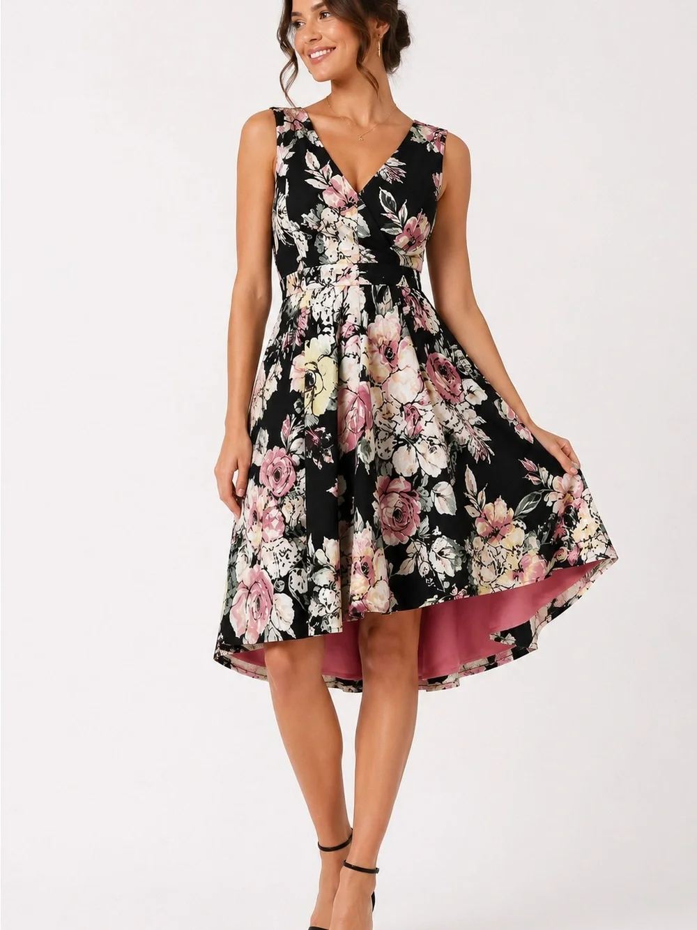 White House Black Market Floral High-Low Fit & Flare Dress – NWT – Size 0 - Picture 1 of 4